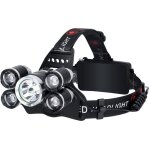 Lampe frontale zoomable 4 modes, usb rechargeable, lampe frontale tanche, angles rglables pour camping, ...