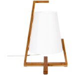 Lampe gong en bambou blanc h32cm avec douille e14, 40w, diffuseur en polypropyl�ne et papier, prise de ...