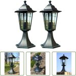 Lampes de jardin 2 pcs vert fonc� / noir aluminium - lumieres exterieures - lampadaire jardin - �clairage ...