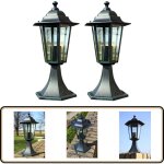 Lampes de jardin 2 pcs vert fonc / noir aluminium - lumieres exterieures - lampadaire jardin - clairage ...