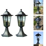 Lampes de jardin 2 pcs vert fonc� / noir aluminium - lumieres exterieures - lampadaire jardin - �clairage ...