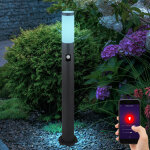 Lampe de jardin avec dtecteur de mouvement anthracite smart led lampadaire de jardin en acier inoxydable ...