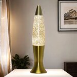 Lampe � lave roxy au design vintage dor� avec liquide paillet� or h:40 cm g9 incl. - or, paillettes d'or ...