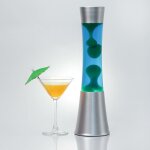 Licht - erlebnisse - lampe � lave sandro au design r�tro argent� avec liquide bleu et cire verte h:39 ...
