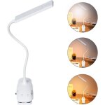 Lampe de lecture, 24 led lampe � pince rechargeable usb 3 couleurs et 3 niveaux de luminosit� intensit� ...