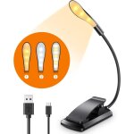 Lampe de lecture, 7 led usb rechargeable lampe livre � pince avec 9 modes d'�clairage (3 couleurs: chaud, ...