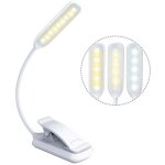 Lampe de lecture, 9 led liseuse lampe clip rechargeable, 360� cou flexible, 3 temp�rature de couleur ...