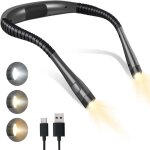 Lampe de lecture de cou rechargeable 3 couleurs et 3 niveaux de luminosit� liseuse lampe bras pliables ...