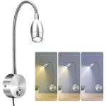 Lampe de lecture � led, lampe de chevet dimmable avec cou flexible r�glable � 360� - pour chambre, bureau, ...