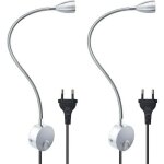 Lampe de lecture murale flexible 3 w avec prise europ�enne et interrupteur, appliques murales pour lire, ...