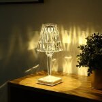 Lampe led en cristal, lampe de table en cristal diamant 3 couleurs changement de couleur contr�le tactile ...