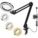 Lampe loupe 72led, 5x loupe de daylight bureau avec pince mtal modes 3 couleurs dimmable pour rparation ...