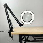 Lampe loupe, lampe de bureau avec loupe 10x et led, loupe eclairante avec pince en m�tal et bras pivotant ...