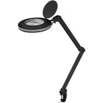 Lampe loupe  led avec pince, 9 w, noir - 80 - 730 lm, intensit lumineuse variable, lentille en verre ...