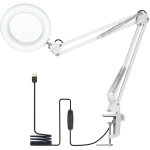 Lampe loupe � led avec pince, lampe de bureau 3 couleurs avec luminosit� r�glable sur 10 niveaux, 8x ...