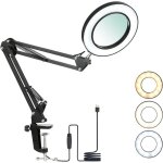 Lampe loupe � led avec pince, loupe avec lumi�re de 8 dioptries lampe de loupe �clair�es 3 couleurs bras ...
