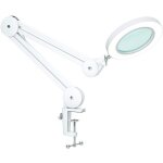 Lampe loupe, lampe de travail - avec lentille en verre 105 mm 5 dioptries, pince m�tallique, bras pivotant, ...