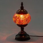 Lampe mosaque indienne en verre et mtal orange, dcoration de la maison, cadeau fait  la main