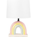 Beliani - lampe  poser multicolore en cramique 42 cm abat - jour en tambour en coton pied arc - en ...