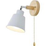 Lampe murale bois interieur avec interrupteur, applique murale aluminium rotatif pour bar, chambre � ...
