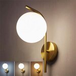 Lampe murale de cr�ativit� moderne avec abat - jour en verre boule, e27 fini dor� appliques murales luminaire ...