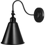 Lampe murale frontale miroir, noir, lampe murale frontale pivotante en fer forg� avec ampoule