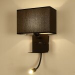 Lampe murale d'intrieur avec liseuse led flexible, veilleuse avec port usb lampe murale et tagre, ...