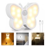 Lampe de nuit avec d�tecteur de mouvement applique murale rechargeable usb portable veilleuse sans fil ...
