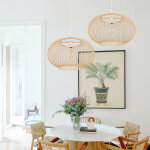 Arturesthome lampe pendante en bambou avec abat - jour globe boho rattan suspension e27 pour lot de ...