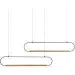 Beliani - lampe pendante moderne avec 2 lumières led intégrées abat - jour unique en métal noir et bois ... Beliani - lampe pendante moderne avec 2 lumières led intégrées abat - jour unique en métal noir et bois ...