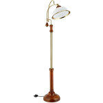 Lampe � pied, arrondie, art nouveau, abat - jour en verre, bois, douille e27, hxlxp : 166x40x36 cm, marron ...