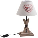 Lampe avec pied en bois dcor ski (lot de 2)