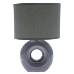 Lampe pied c�ramique rond gris