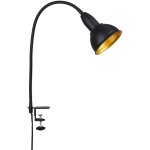 Lampe pince r�tro e14 m�tal noir or �114mm bras flexible 50cm ip20 interrupteur lumi�re blanche chaude ...