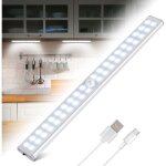Lampe de placard 40 leds, eclairage placard d�tecteur de mouvement, reglette led rechargeable usb, 4 ...