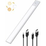 Lampe placard led detecteur de mouvement, reglette led cuisine sous meuble 2 en 1 rechargeable usb et ...