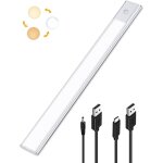Lampe placard led detecteur de mouvement, reglette led cuisine sous meuble 2 en 1 rechargeable usb et ...