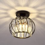 Lampe de plafond en cristal plafonnier en verre lustre moderne noir plafonnier cr�atif e27 pour couloir ...