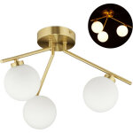 Relaxdays - lampe de plafond globi, 3 ampoules, douille g9, blanc opale, lampadaire milieu du si�cle ...