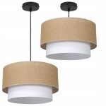 Lampe de plafond suspendu e27 jute 45 cm double abat - jour lampe polonaise