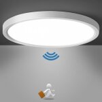 Lampe plafonnier led 12w avec d�tecteur de mouvement int�rieur, radar 4000k rond, lumi�re pour couloir, ...