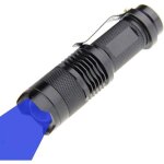 Lampe de poche led bleue avec mise au point r�glable pour le camping, la chasse, la randonn�e