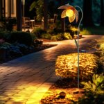 Lampe de prise solaire ext�rieure � led fleur craquel�e lampe � boule de verre projecteur de jardin or ...