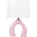 Beliani - lampe  poser rose en cramique 43 cm abat - jour en tambour en coton pied en pont abbie