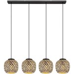 Lampe de salon style boho lampe à suspendre en bambou lampe de table à manger, tressée, 4x e27 douilles, ... Lampe de salon style boho lampe à suspendre en bambou lampe de table à manger, tressée, 4x e27 douilles, ...