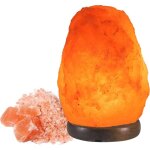 Lampe de sel de l'himalaya naturelle - unique faite � la main avec base en bois 1 - 2kg