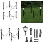 Lampes solaires 4 pcs avec chane et piquets - lumieres exterieures - clairage solaire - lampadaire ...