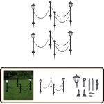 Lampes solaires 4 pcs avec chane et piquets - lumieres exterieures - clairage solaire - lampadaire ...