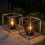 Lampe solaire boule lampe ext�rieure fum�e lampe de jardin lampe solaire, cube, nickel antique, led blanc ...