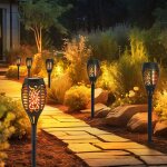 Lampes solaires pour d�coration de jardin ext�rieur torches torche de jardin, effet feu led ip44 piquet ...
